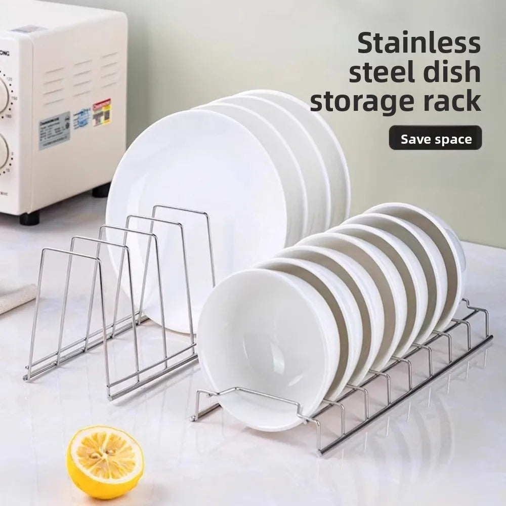 Space Saving Silver Stainless Steel Kitchen Drying Rack Multipurpose Tableware Holder For Storing Bowls Plates Household Use Qme