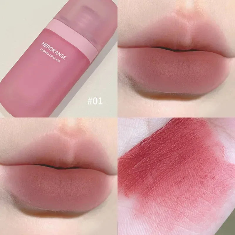 Red Brown Matte Velvet Lip Gloss Waterproof Liquid Lipstick Non-stick Cup Lips Tint Mud Makeup Rose Peach Lip Glaze Cosmetics Qme A01