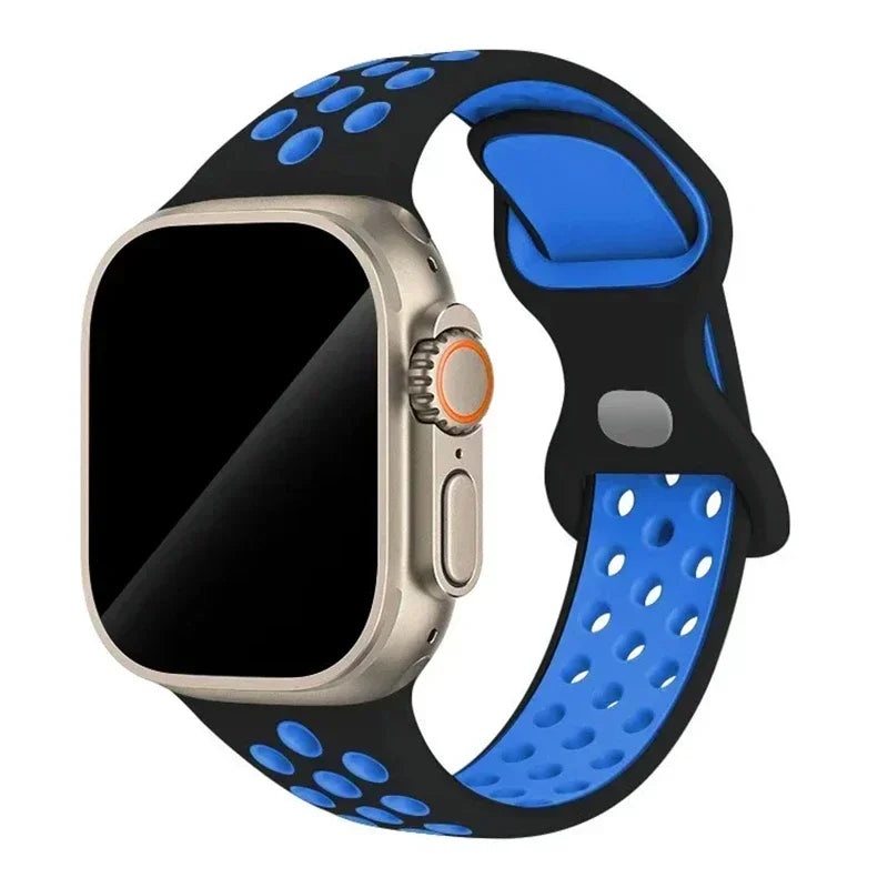 Silicone Strap for Apple Watch Band Ultra 2 49mm 38mm 42mm Sport Bracelet iWatch Series 9 8 7 41mm 45 mm 7 6 SE 5 4 3 44mm 40mm Qme 3 Black Blue 38MM 40MM 41MM