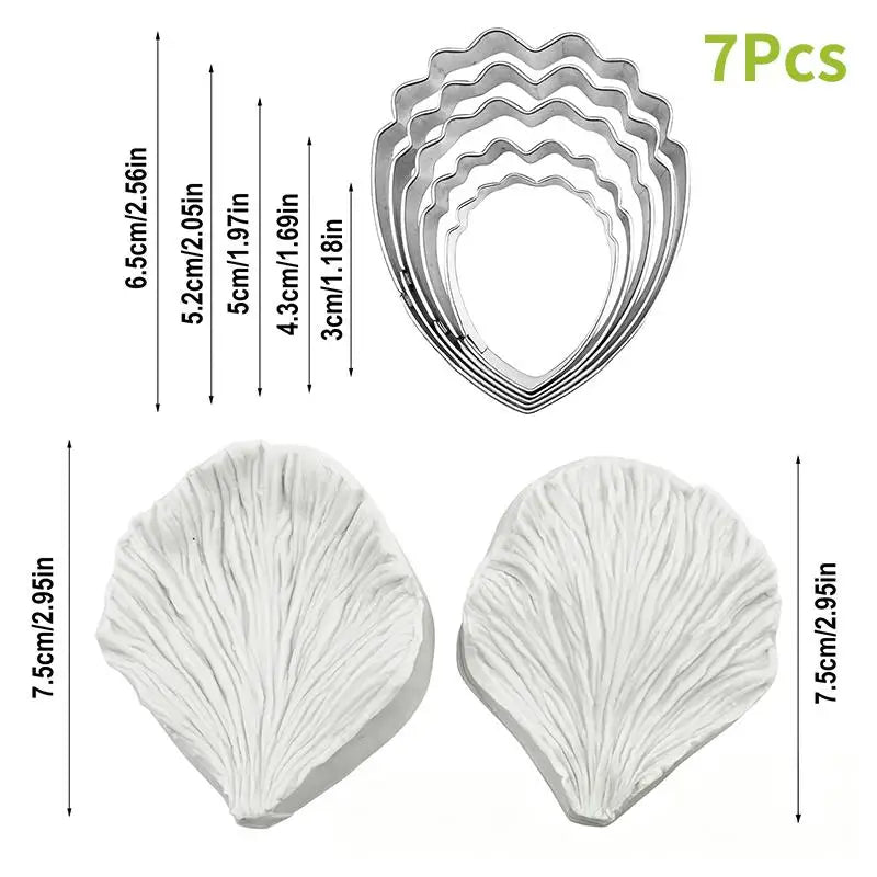 5 Peony Petal Veiner Silicone Mold Stainless Steel Cutter Mould Qme A1