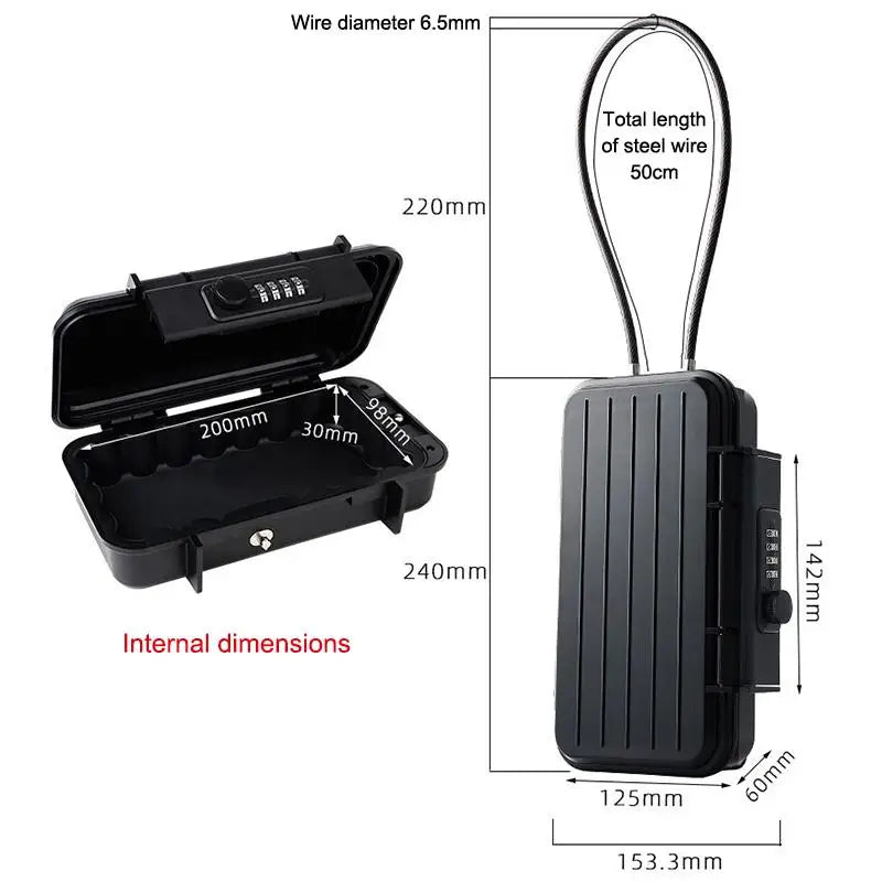 Outdoor Portable Safe Box 4 Digit Combination Lock Steel Wire Beach Qme