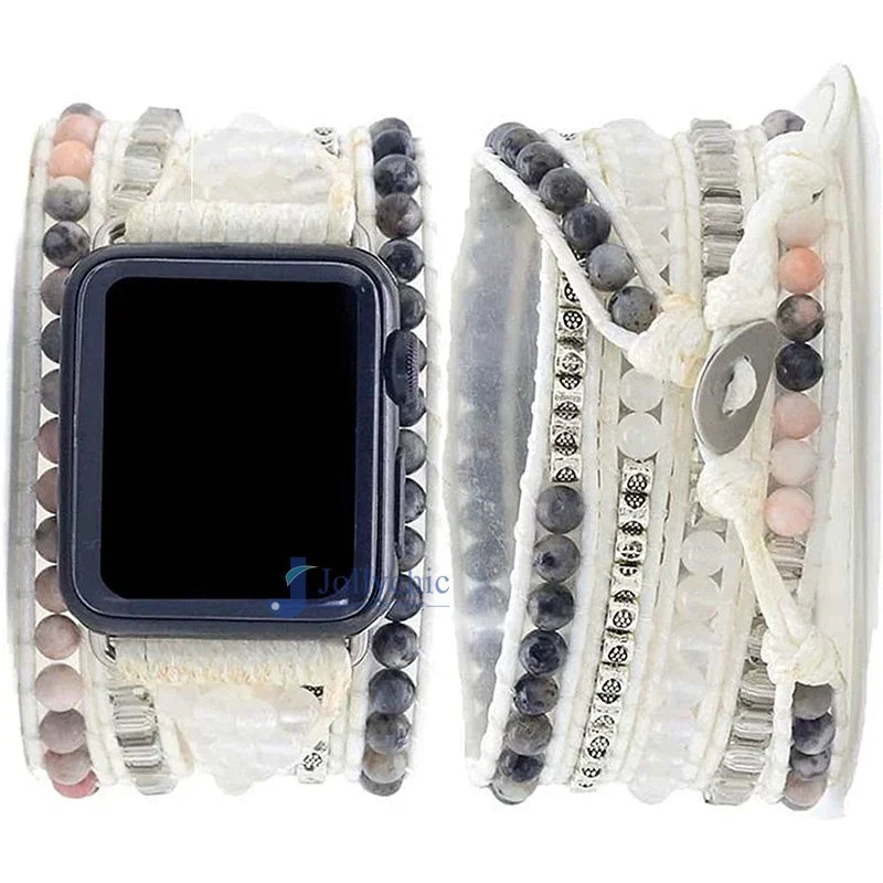 Bohemia Strap for Apple Watch Ultra Band 49mm 44mm 45mm 41mm 42mm 38 Handmade Natural Beads Bracelet Iwatch Series 8 7 6 Se 5 3 Qme Style 8 38-40-41mm-L