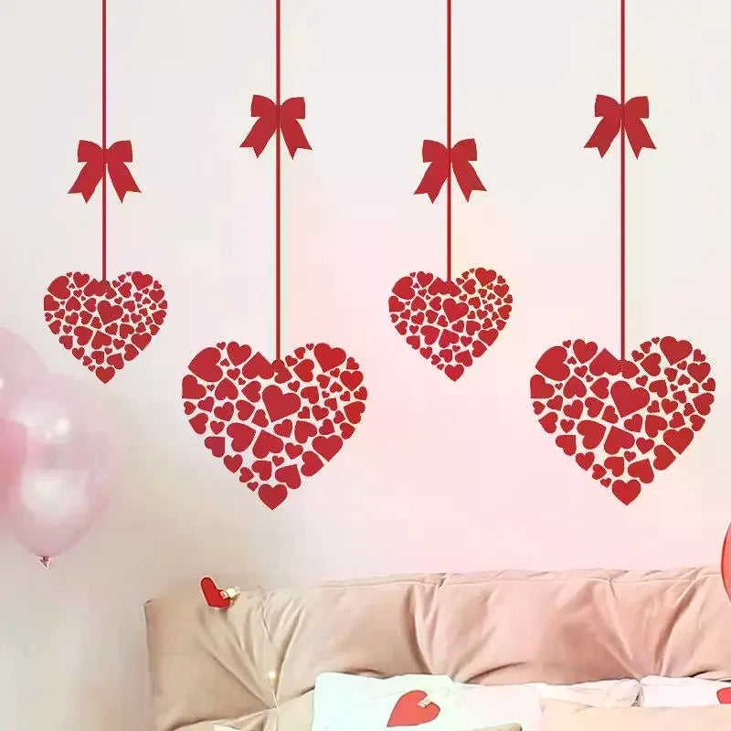 1pcs Valentine's Day Atmosphere Decorative Stickers,Heart-shaped Stickers For Glass Windows And Display Windows, Window Stickers Qme
