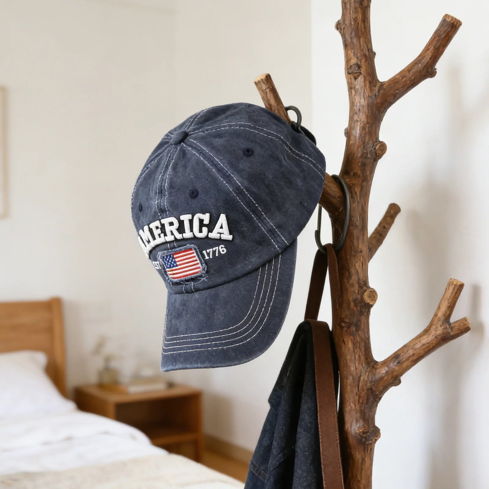 Embroidered American Independence Day Flag Baseball Cap Unisex Patriotic-Themed Fashion Casual Outdoor Sun Visor Hat Qme