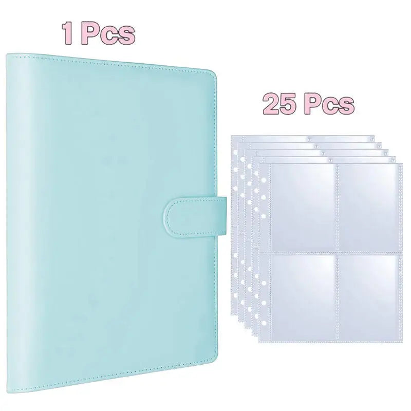 A5 Kpop Photocard Binder 25 Pages 4-Pocket Card Collector Album 200 Qme Blue