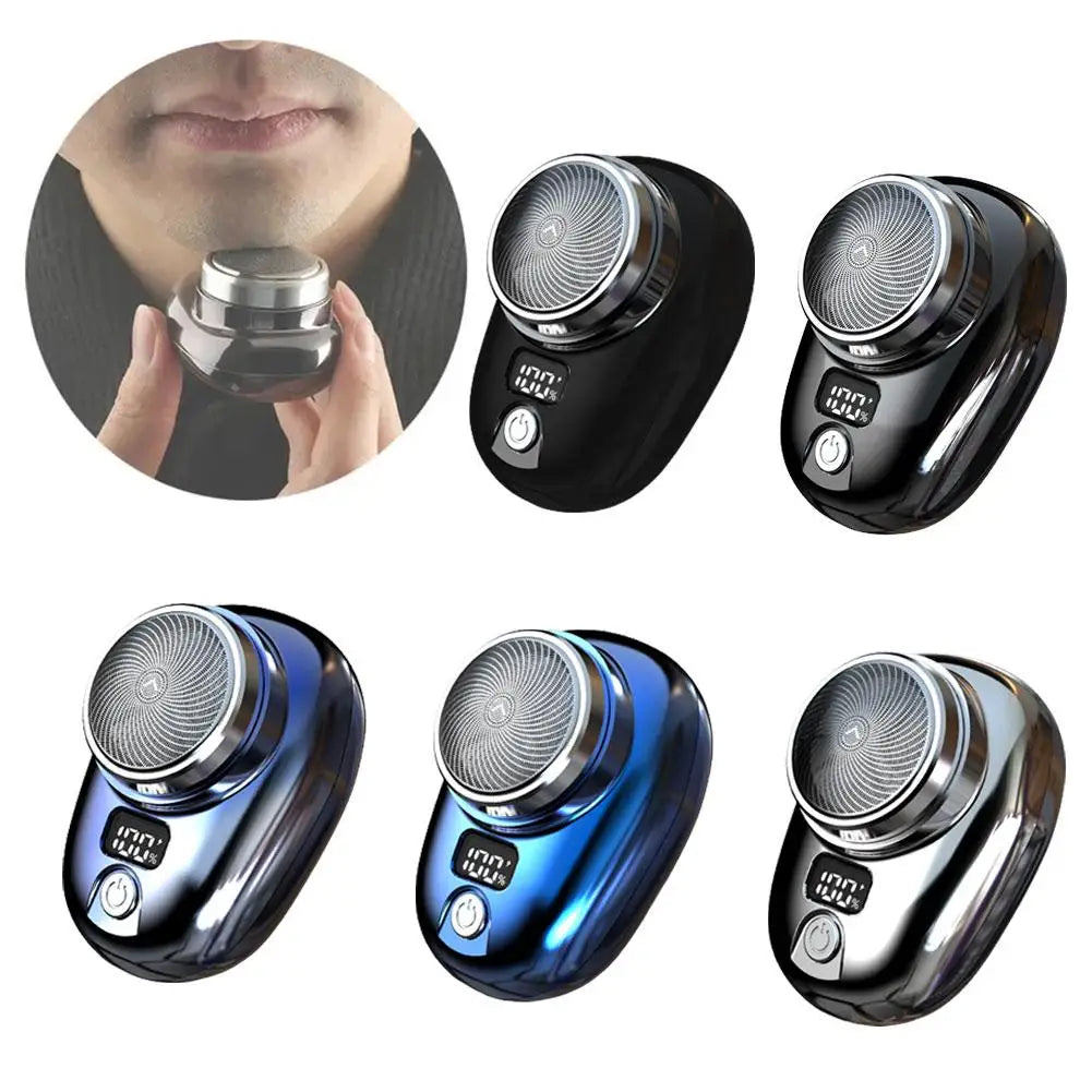 Mini Electric Razor Shaver for Men Vehicle Mounted Shave with Digital Display Cordless Travel Pocket Shaver Face Beard Trimmer Qme