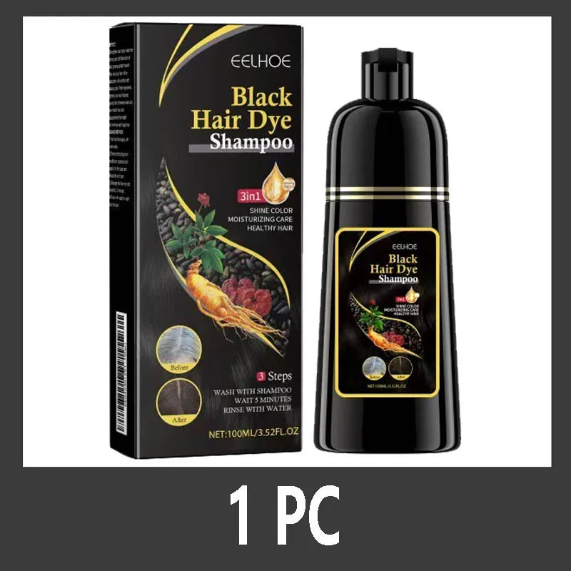 Natural Herbal Hair Dye Shampoo 3 in 1 Change Hair Color Gray Hair to Dark Brown Black Deep Nourishing Care Qme 1 PC