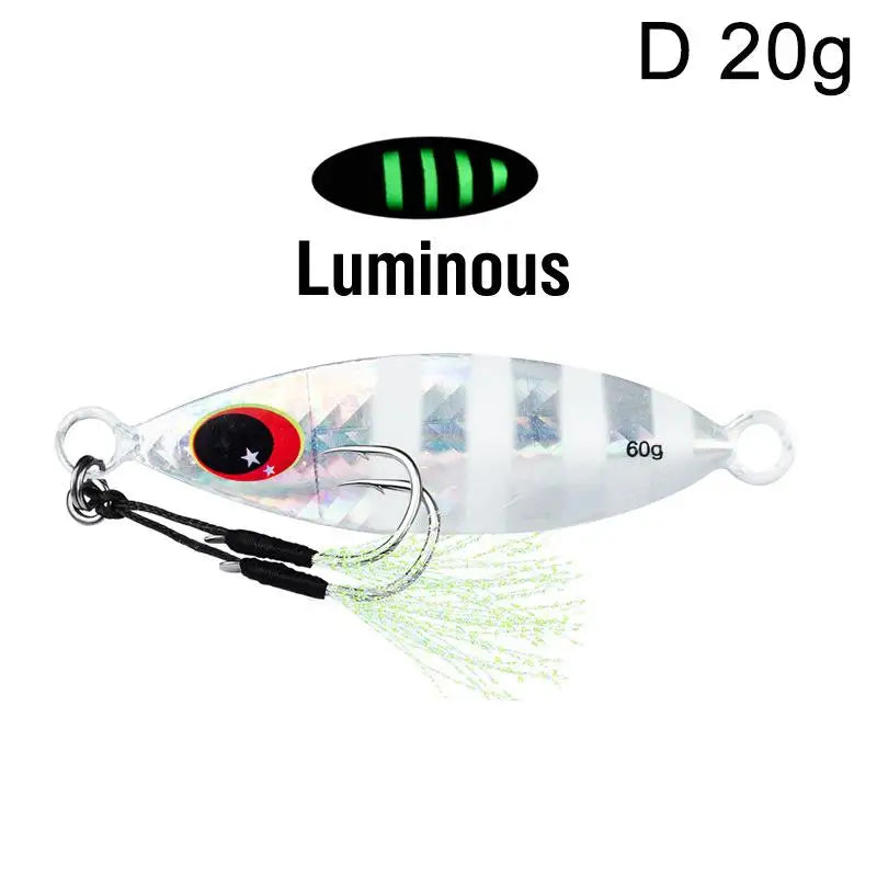 Metal Jig Spoon Lure Artificial Bait Shore Slow Jigging Hard Bass Qme D 20g