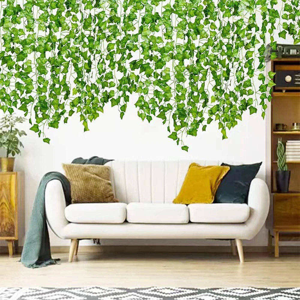 1PC Artificial Vine, Grape Leaves, Plastic Pothos Leaves, Green Plants, Ceiling Decoration, Artificial Green Leaf Vine Qme