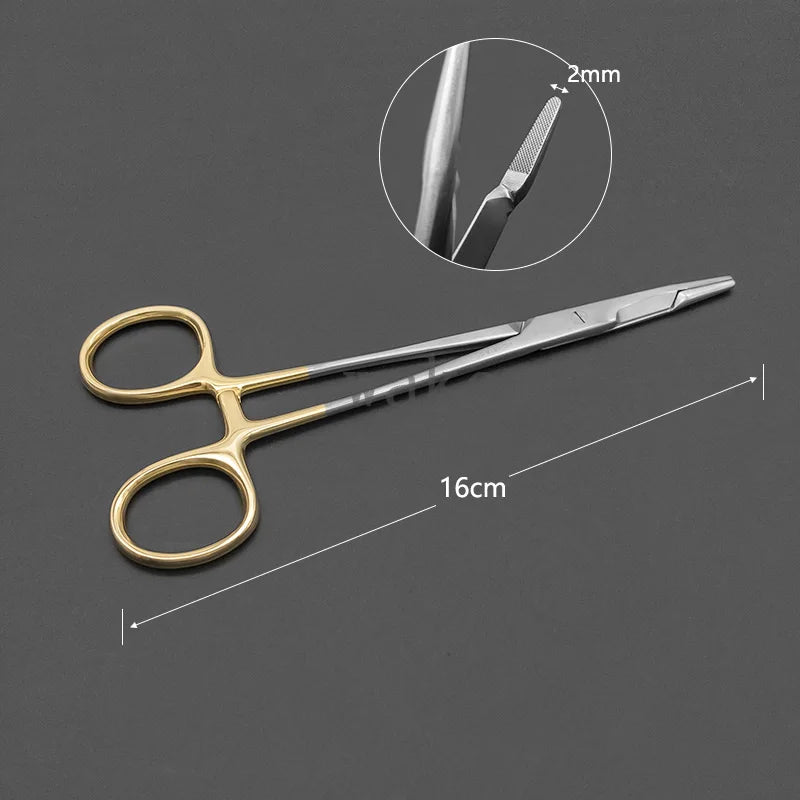 Stainless Steel Needle Holder Insert Scissors Ophthalmic Instrument Qme 16cm D