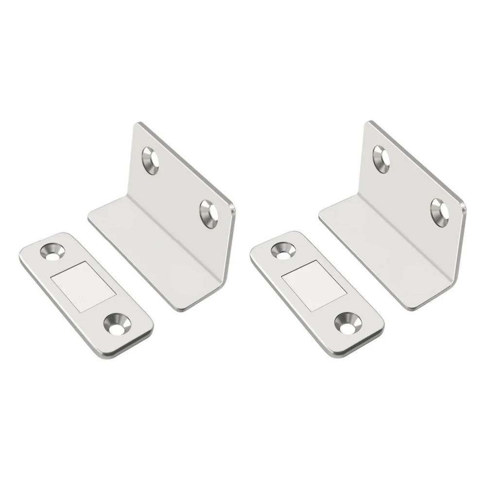 10-1PCS L-shaped Magnetic Door Closer Self-adhesive Invisible Cabinet Door Suction Wardrobe Magnetic Strip Patch Door Stopper Qme Silvery 2pcs