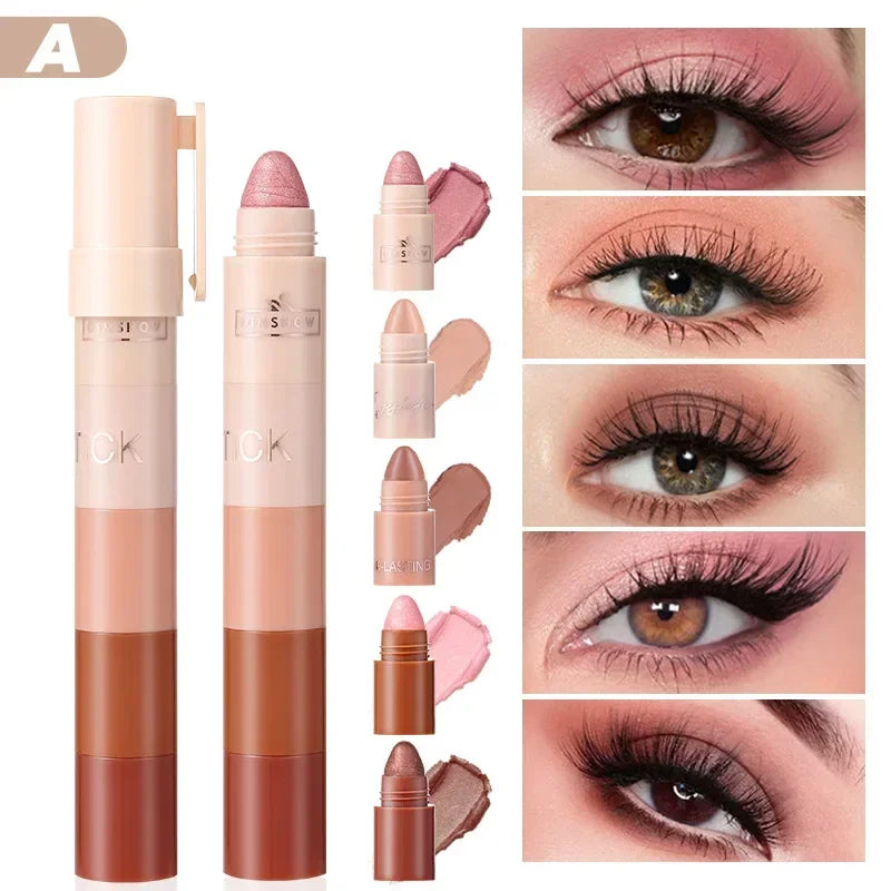 5 in 1 Eyeshadow Pencil Kit Velvet Matte Pigment Shimmer Highlight Makeup Combination Pink Brown Mini Eye Shadow Pen Cosmetics Qme Set of 5pcs A