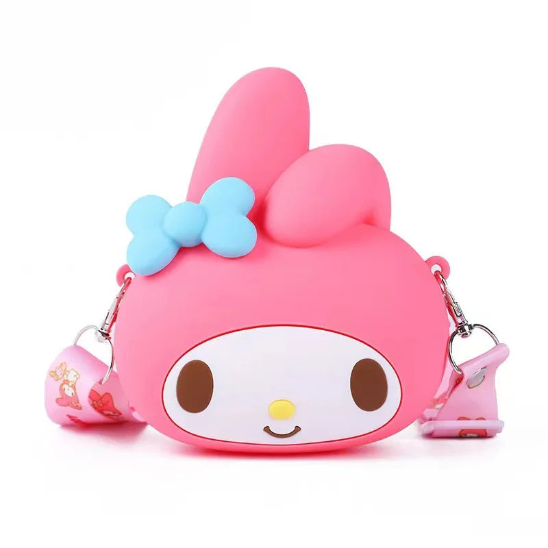 Hello Kitty Kuromi Coin Purse Cute Cartoon Student-Style Instagram-Inspired Fashion Bag Melody Silicone Crossbody Bag Qme 26