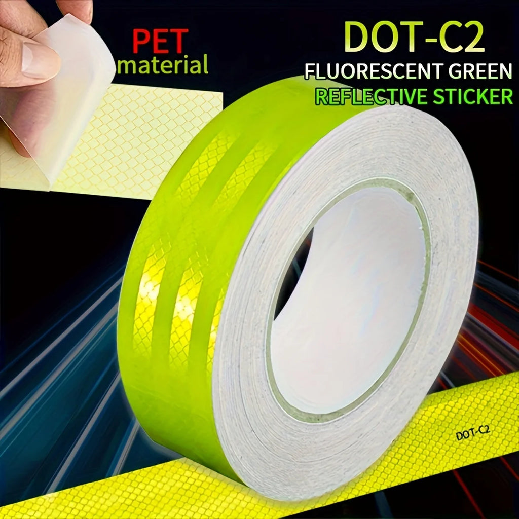 Reflective Tape Outdoor Waterproof DOT-C2 Fade Resistant Fluorescent Green Reflective Tape Strong Adhesive Safety Warning Tape Qme