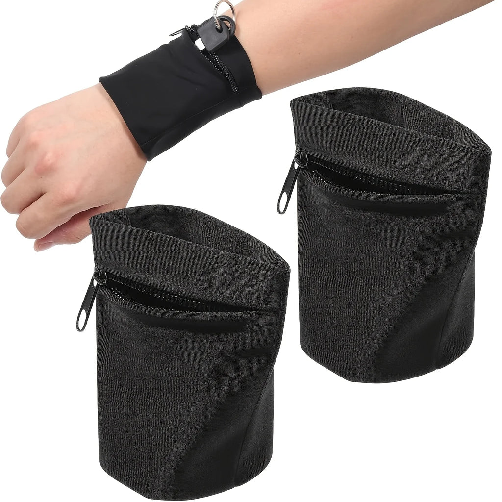 Elastic Wrist Wallet Pouch, Zipper Sports Arm Band Bag, Anti-Theft Travel Wrist Pocket For Running Gym Travel Qme