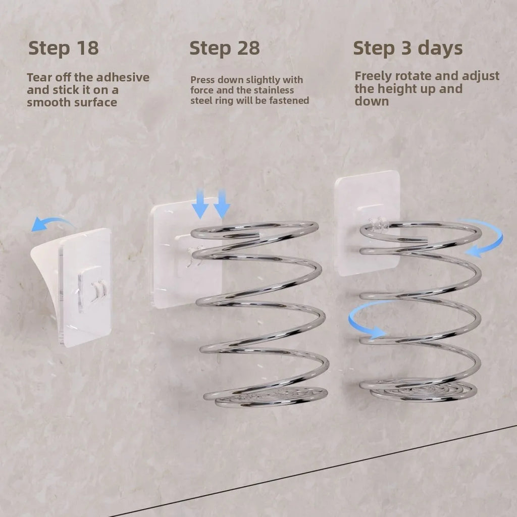 Stainless Steel Spiral Toothbrush Makeup Brush Holder Wall Mounted Qme