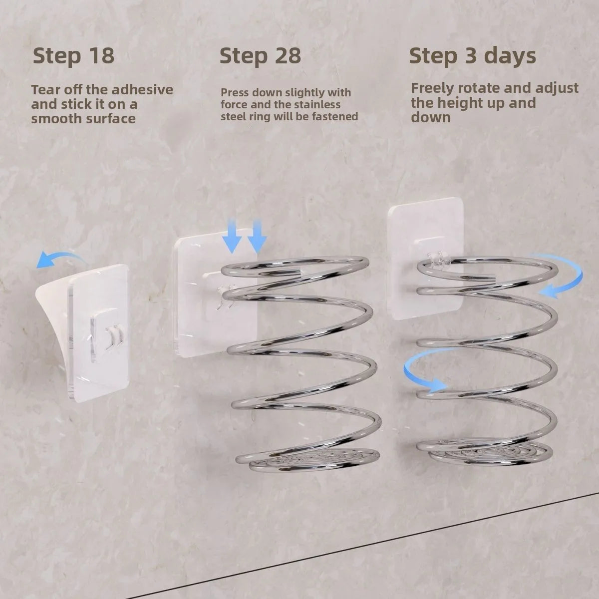 Stainless Steel Spiral Toothbrush Makeup Brush Holder Wall Mounted Qme