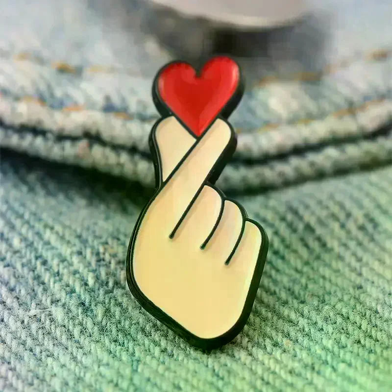 Sign Language Enamel Pin - Cute Hand Gesture Lapel Badge & Brooch Jewelry Gift for Lover, Friends and Family Qme