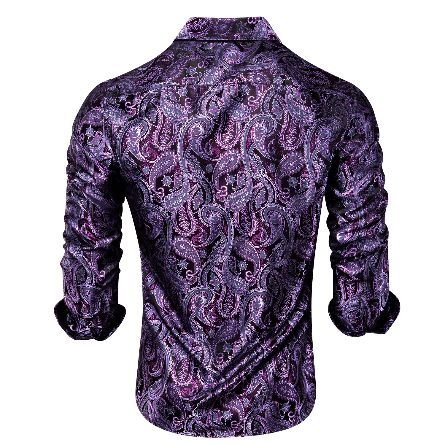 Men's Fashion Luxury Shirt Mixed Purple Paisley Jacquard Pattern Qme