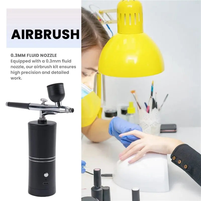 A02F-3X Airbrush Kit With Compressor Rechargeable Cordless Non-Clogging High-Pressure Airbrush Set Qme
