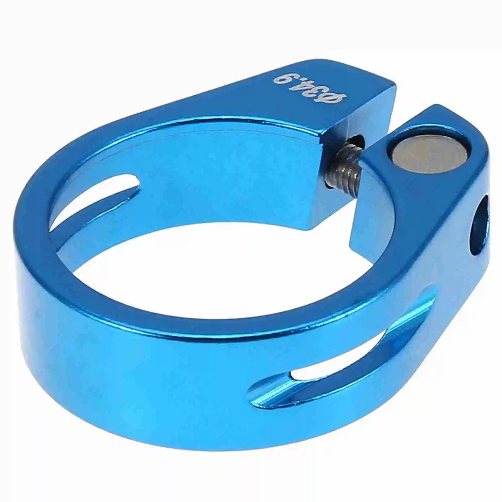 Bike Seat Post Clamp Bike Seatpost Clamp 5Colors 34.9mm Aluminum Alloy Seat Post Clamp Mountain Bike Seatpost Accessory Qme Blue