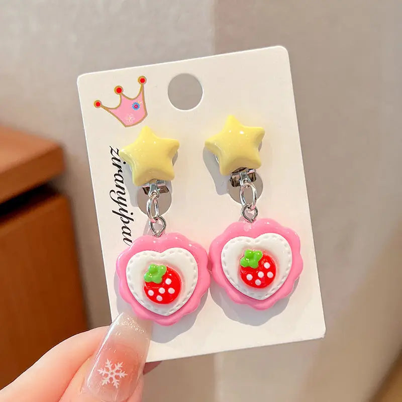 Hello Kitty Kuromi Cartoon Ear Clips Discomfort-free Fake Earrings Qme 6