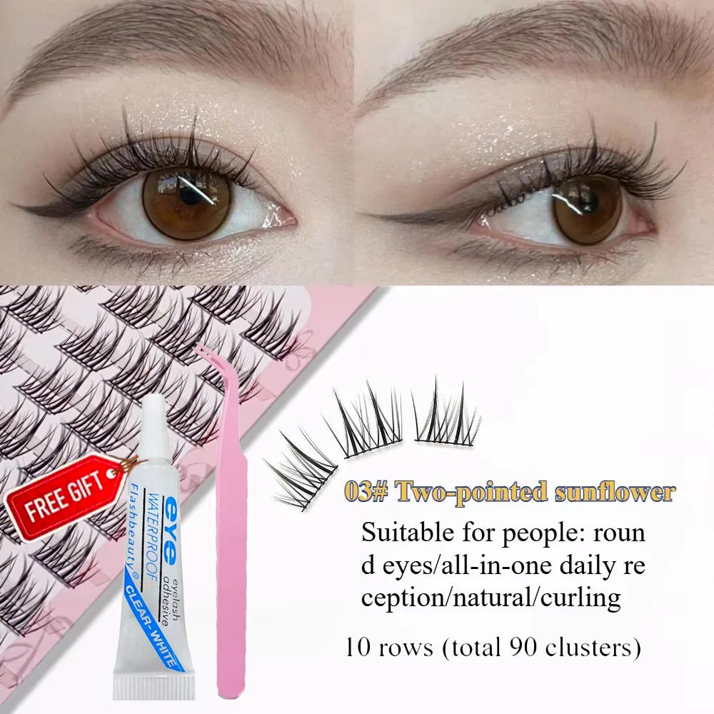Buy1 Take 1 DIY 3D Cluster False Eyelashes Easy 3-Step Application Qme Sunflowers