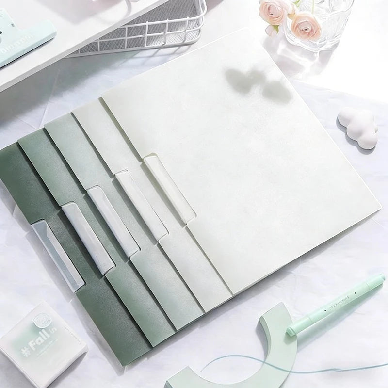 Gradient Folder Rotating Side Opening Buckle Test Paper Document Qme 5Pcs Gradient Green