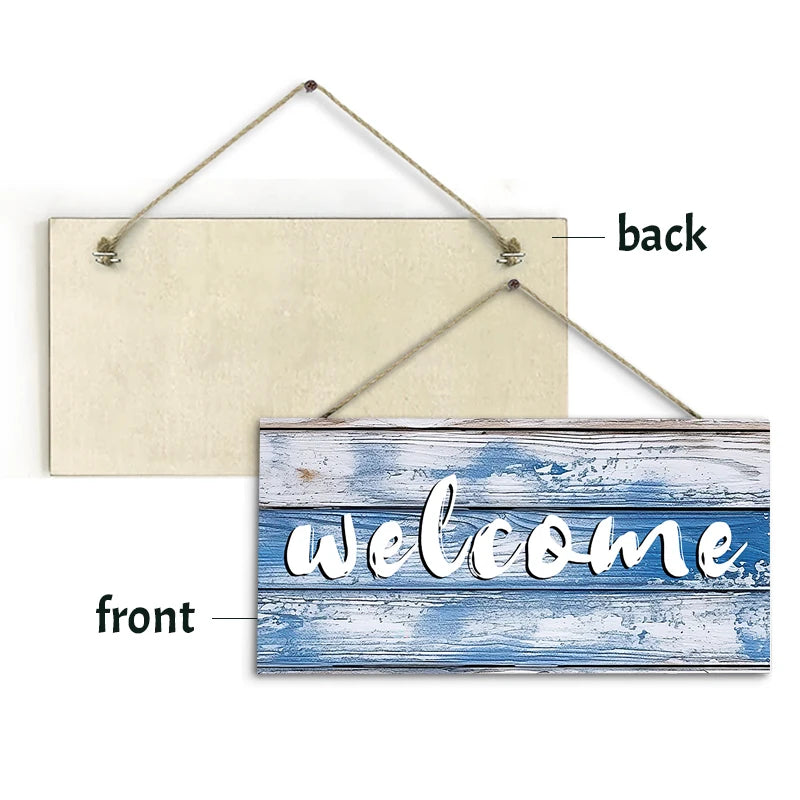 Rustic Welcome Wall Hanging Decor Wood Art Plaques Sign Door Sign for Home Living Room Front Door Decor Qme