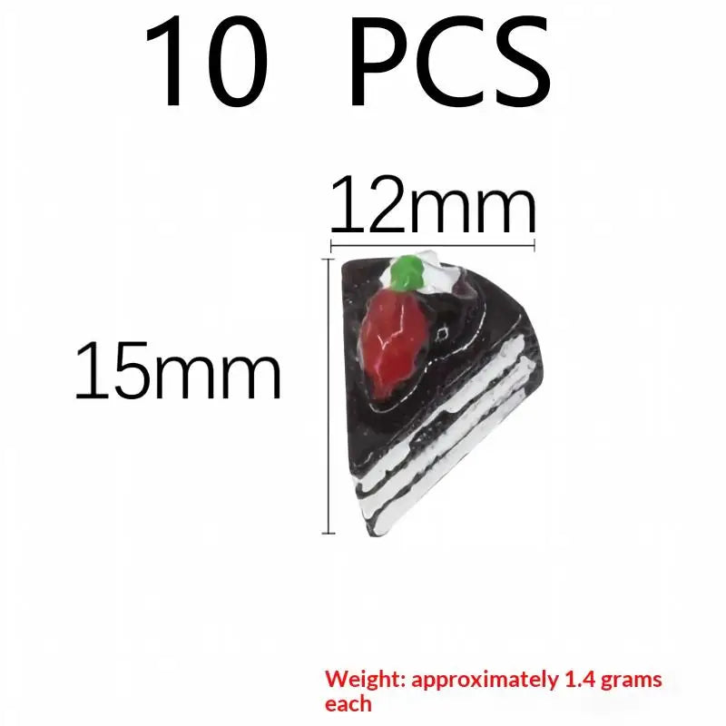10Pcs Resin Mini Cake Kawaii Fake Food Miniature Embellishments For Craft Cell Phone Cover Decor Accessories Qme A5