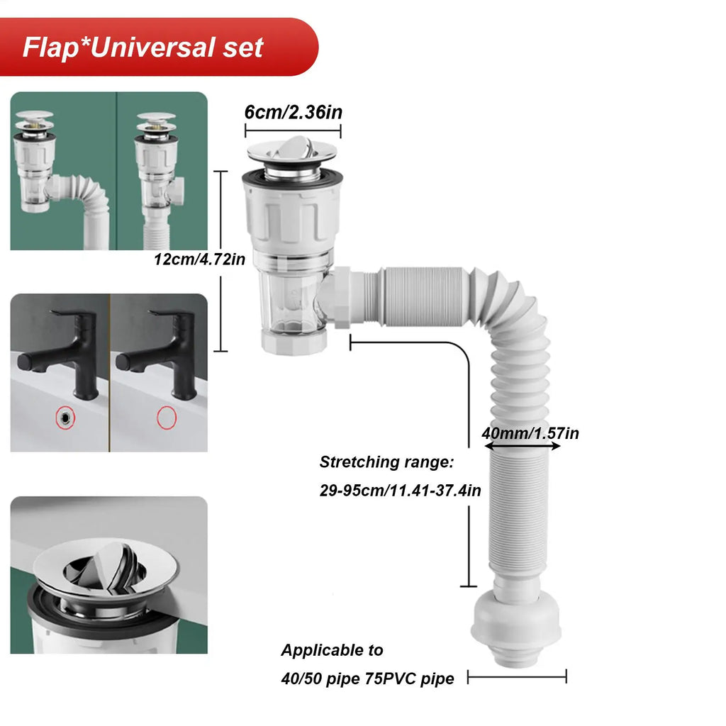 Telescoping Drain Pipe Drain Hose Anti-Odor Bathroom Sink Drain Outlet Seamless Connection Adjustable Wash Basin Sink Drain Hose Qme