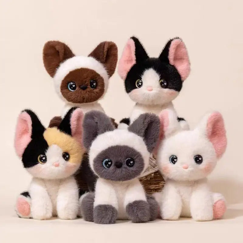 Kawaii Cat Plush Doll Devon Rex Siamese Cat Plush Toy Cute Decoration Accompany Sleep Toy Kids Birthday Gift Qme