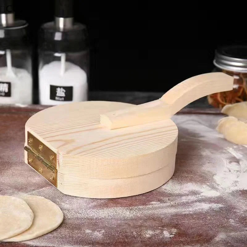 CC11Solid Wood Dough Press Tool Quick Easy Dumpling Skin Presser Home Qme