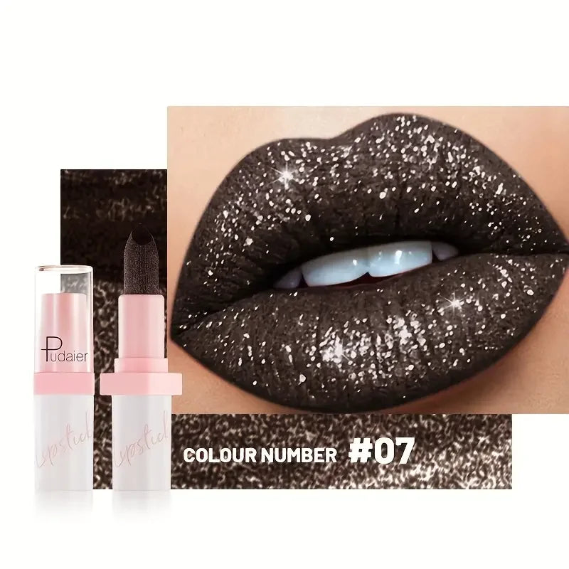 Glitter Shine Pearl Lipstick Long-lasting Waterproof Metallic Lip Qme 07