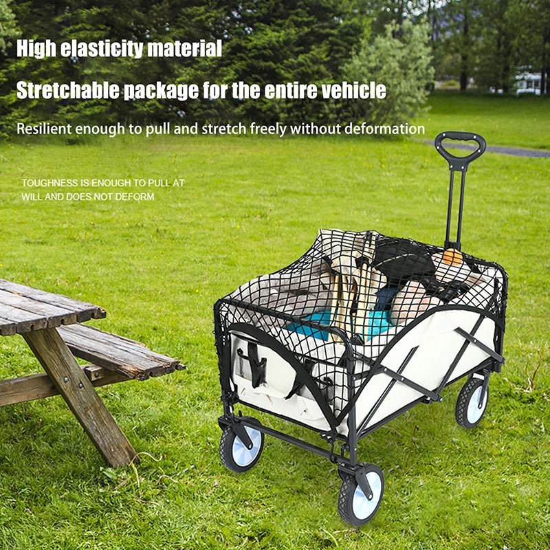 Camping Trolley Net Hook Wagon Cargo Heavy Duty Nylon Garden Cart Qme