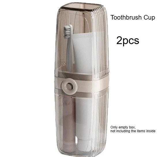 Portable Travel Bathroom Set Transparent Toothbrush Cup Soap Box Dustproof Storage Holder for Trip Camping Gym Wash Organizer Qme Toothbrush box 2pcs