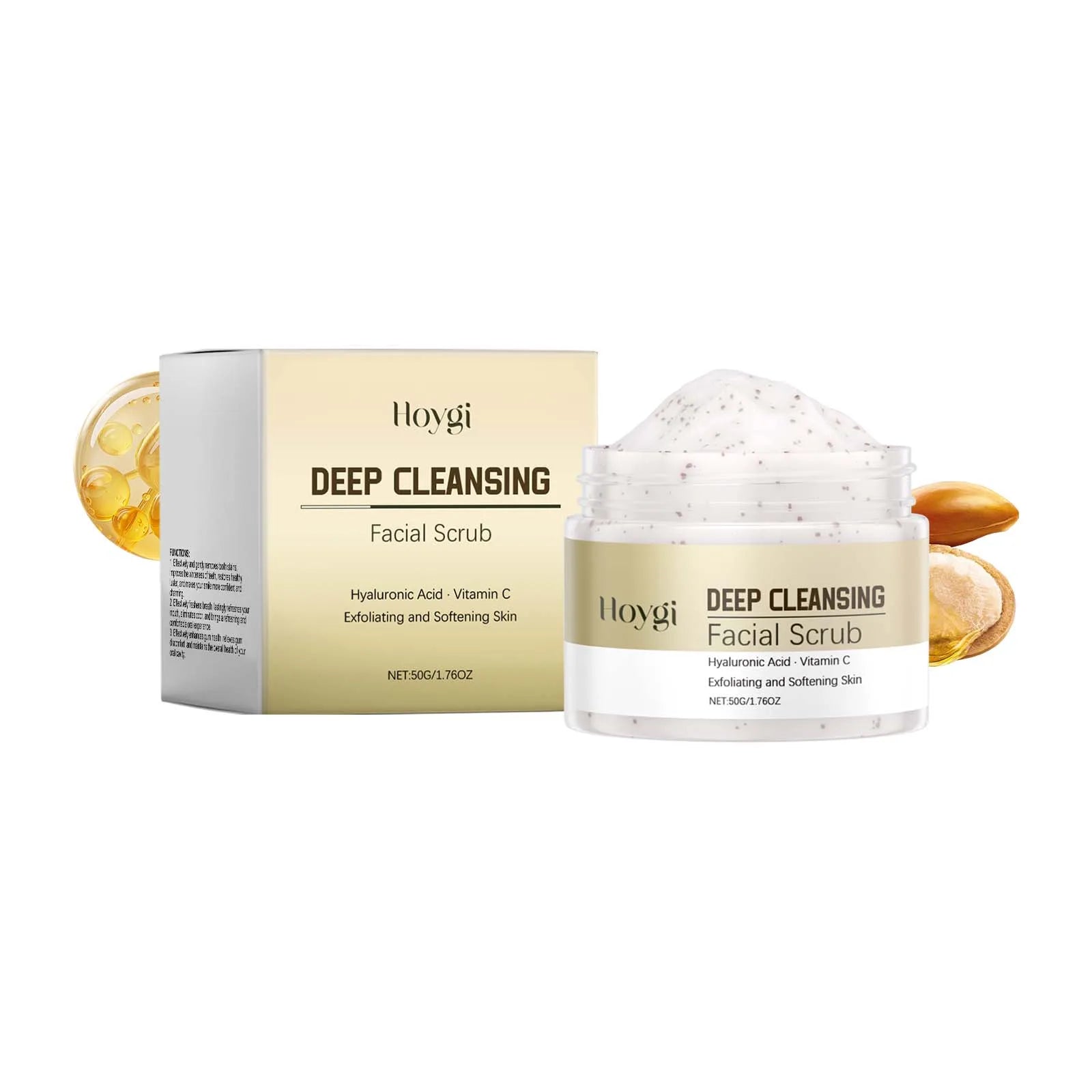 Deep Cleansing Facial Scrub Exfoliating Facial Cleansing & Pore Refining Removal Dead Skin Oil Control Smooth Hydrated Skin Qme 50g Boxed