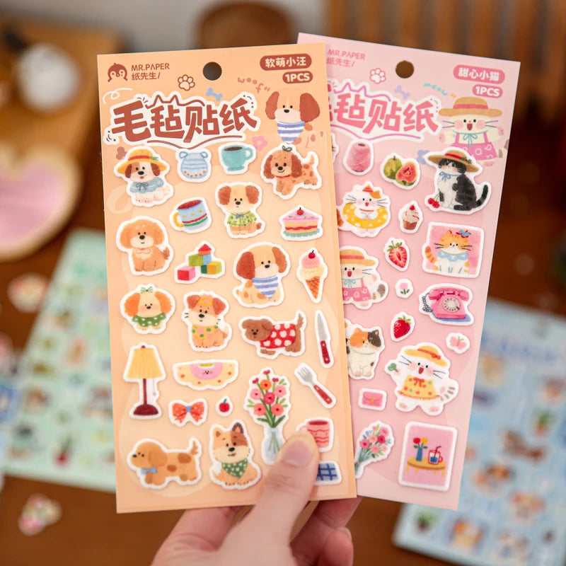 TIANZI Cute Pet Diary Series Self-Adhesive Stickers Aesthetic Decor for Junk Journal Scrapbooking Creative Stationery Qme E-2 Pcs