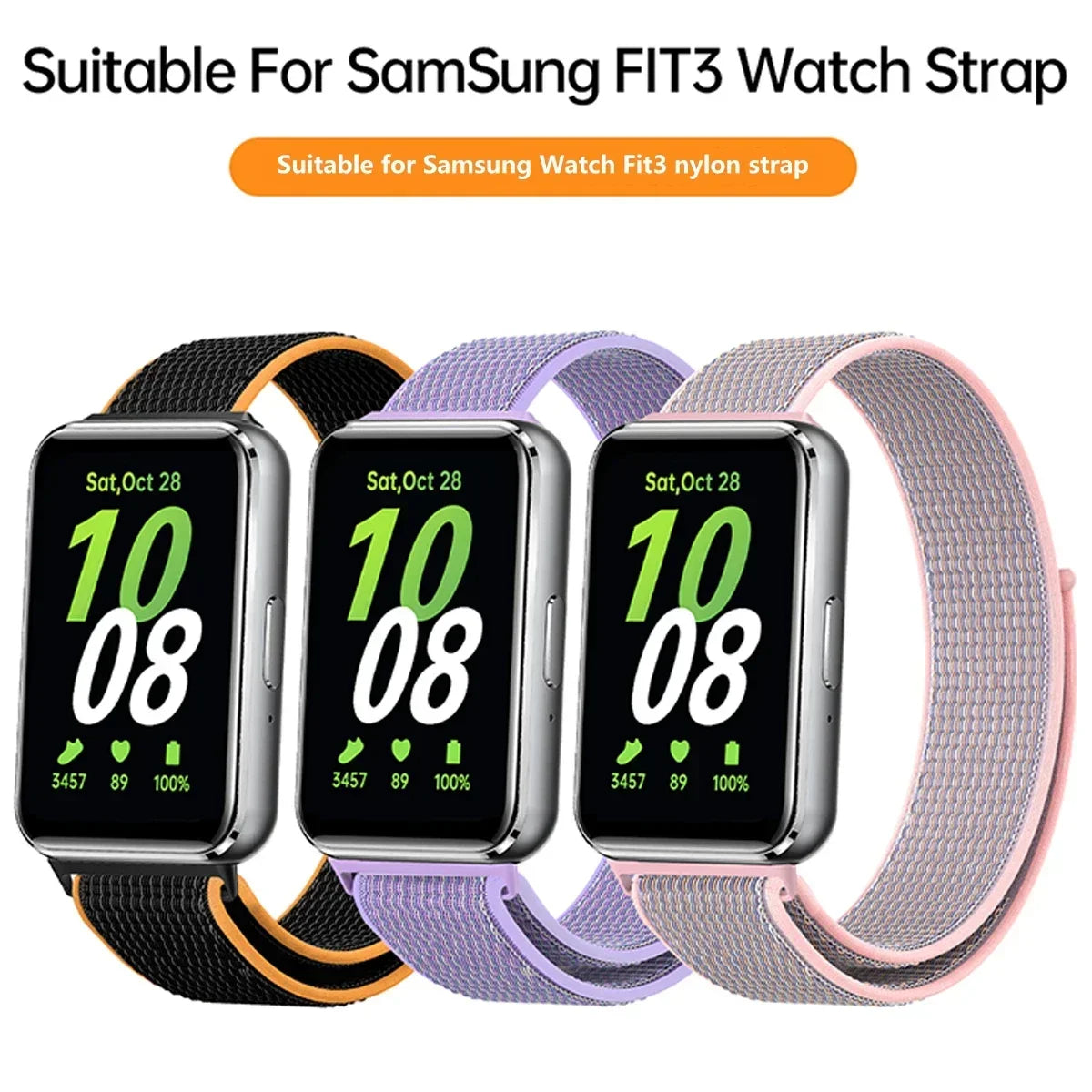 Nylon Loop Strap for Samsung Galaxy Fit 3 Adjustable Elastic Bracelet Watchband for iWatch Samsung Galaxy Fit3 Band Accessories Qme