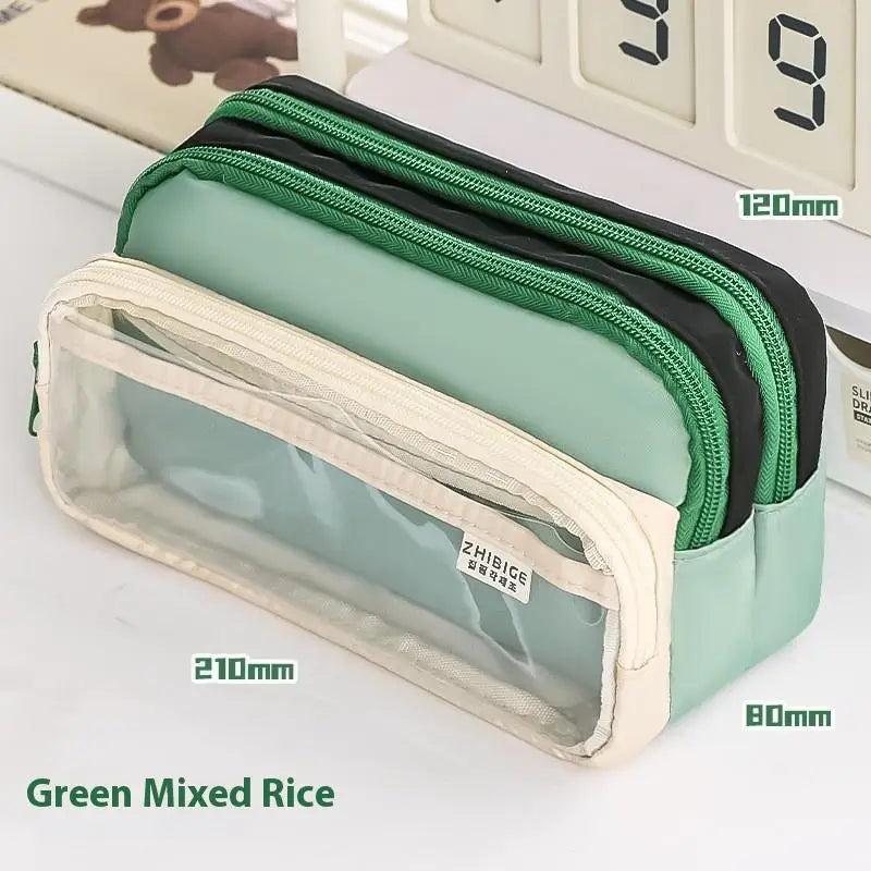Block Transparent Large Capacity Creative Stationery Bag Qme B