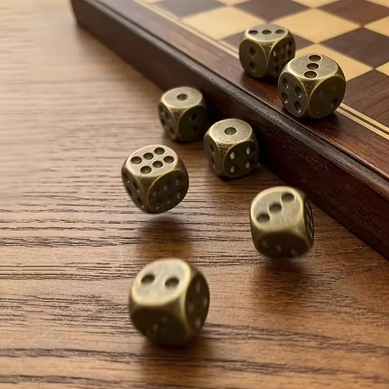 Metallic Dice Set 6 Sided Standard Game Dice for Tabletop Board Game Bar Party DND RPG Gaming Accessories Qme bronze-3pcs