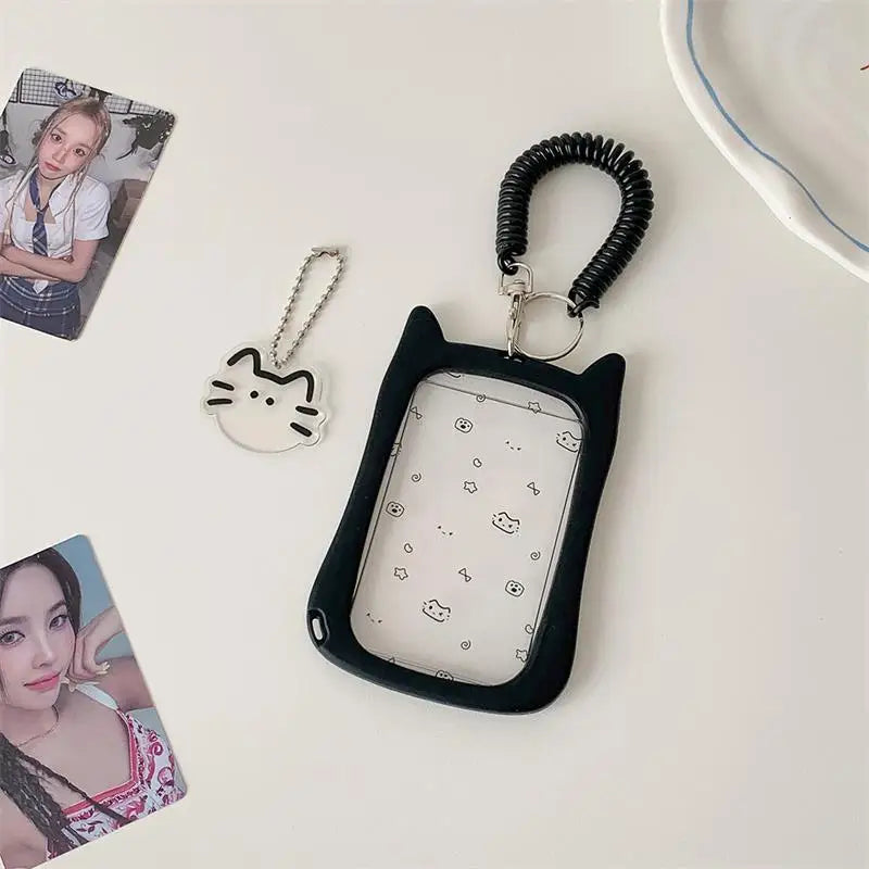 Cute Cat Photocard Holder Elastic Rope Card Idol Photo Storage Qme A1