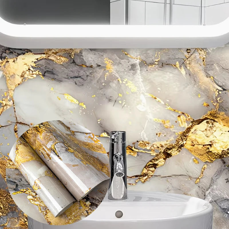 Kitchen Wall Decoration Marble Oil Proof Sticker Waterproof Heat Resistant Easy Wipe Removable Self Adhesive Film Qme