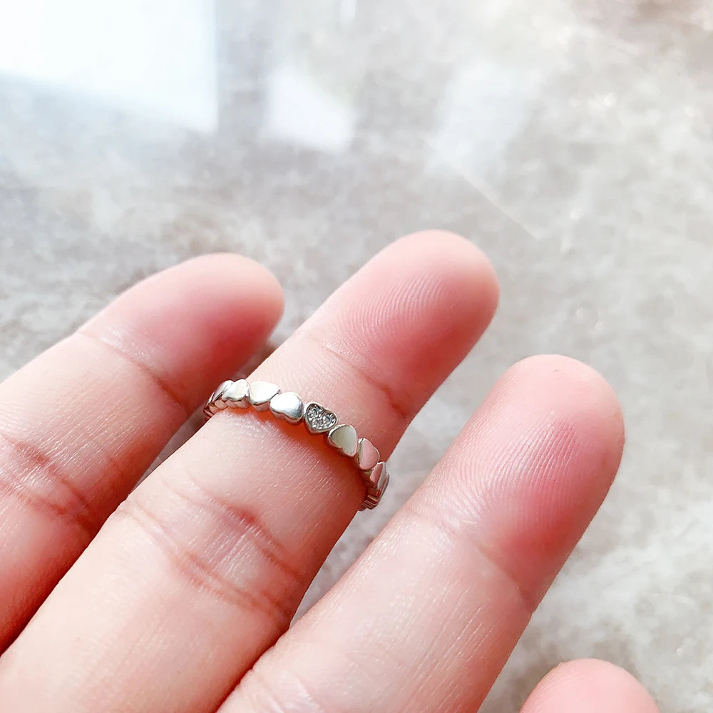 Ring Love Hearts Europe Style Romantic Fine Jewelry For Women Brand New Pure 925 Sterling Silver Gift Qme
