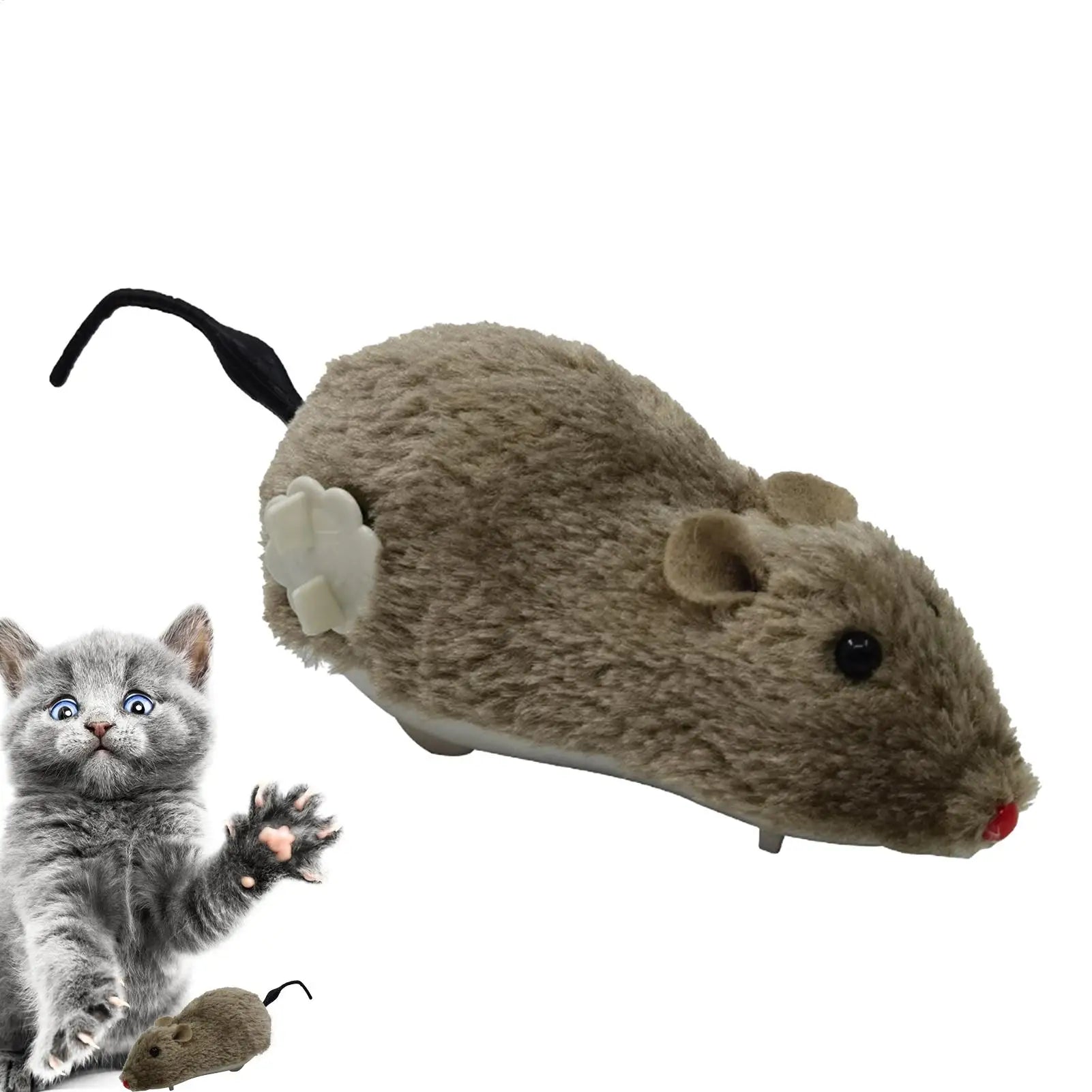 Moving Mouse Cat Toy Plush Wind up Cat Toys Mouse Shape Interactive Cat Chasing Toys Interesting Playtime Supplies for Kitten Qme