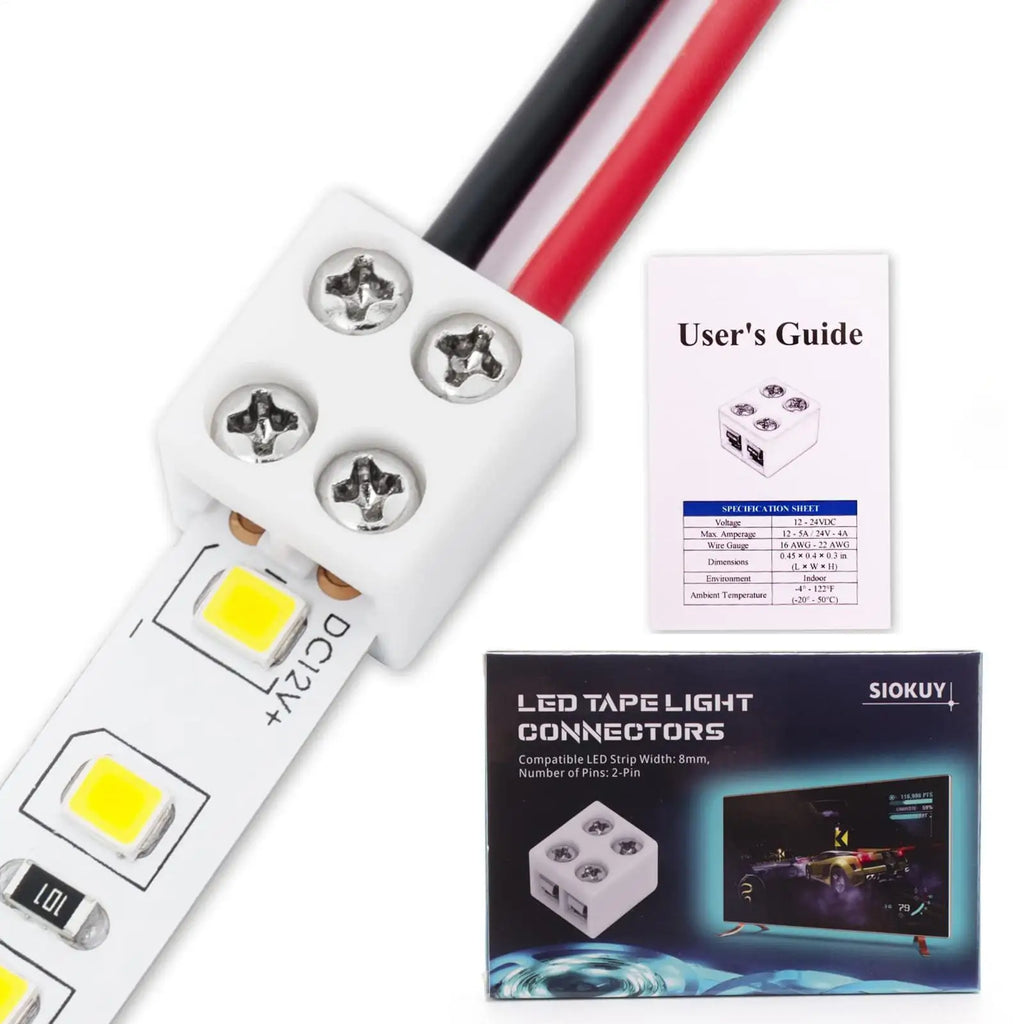 LED Strip Connectors 2Pin 5V 12V 24V Versatile Light Solderless Qme