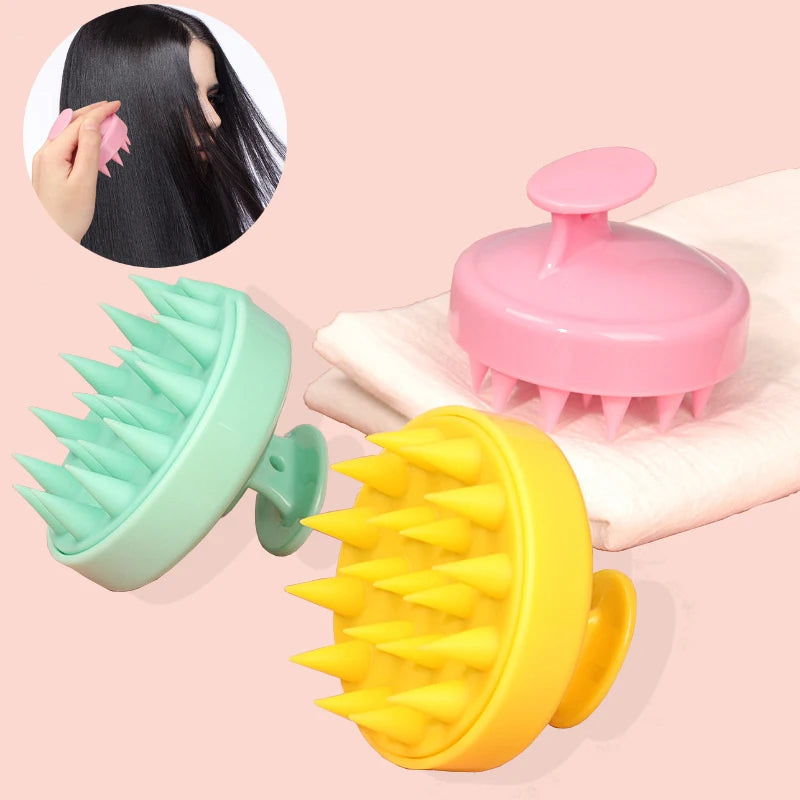 1pc Silicone Scalp Massage Comb Handheld Round Soft Shampoo Brush Portable Hair Clean Tool Hair Care Women Beauty Bathroom Combs Qme