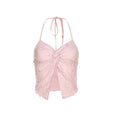 Elegant Backless Summer Y2k Camisole Sleeveless Beach Wear Hollow Qme Pink S