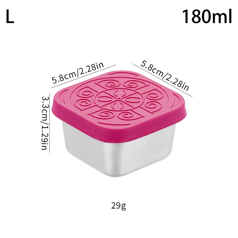 1 Stainless Steel Salad Box Snack Seasoning Container Silicone Lids Qme L Rose red