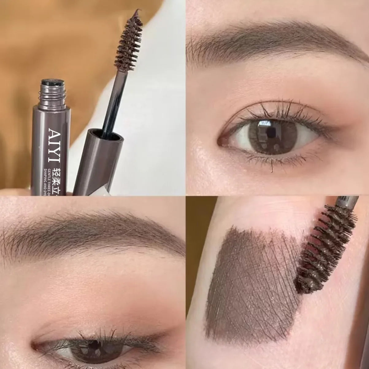 Waterproof Brow Mascara AIYI 3D Volumizing Long Lasting Natural Qme 01 Dark brown